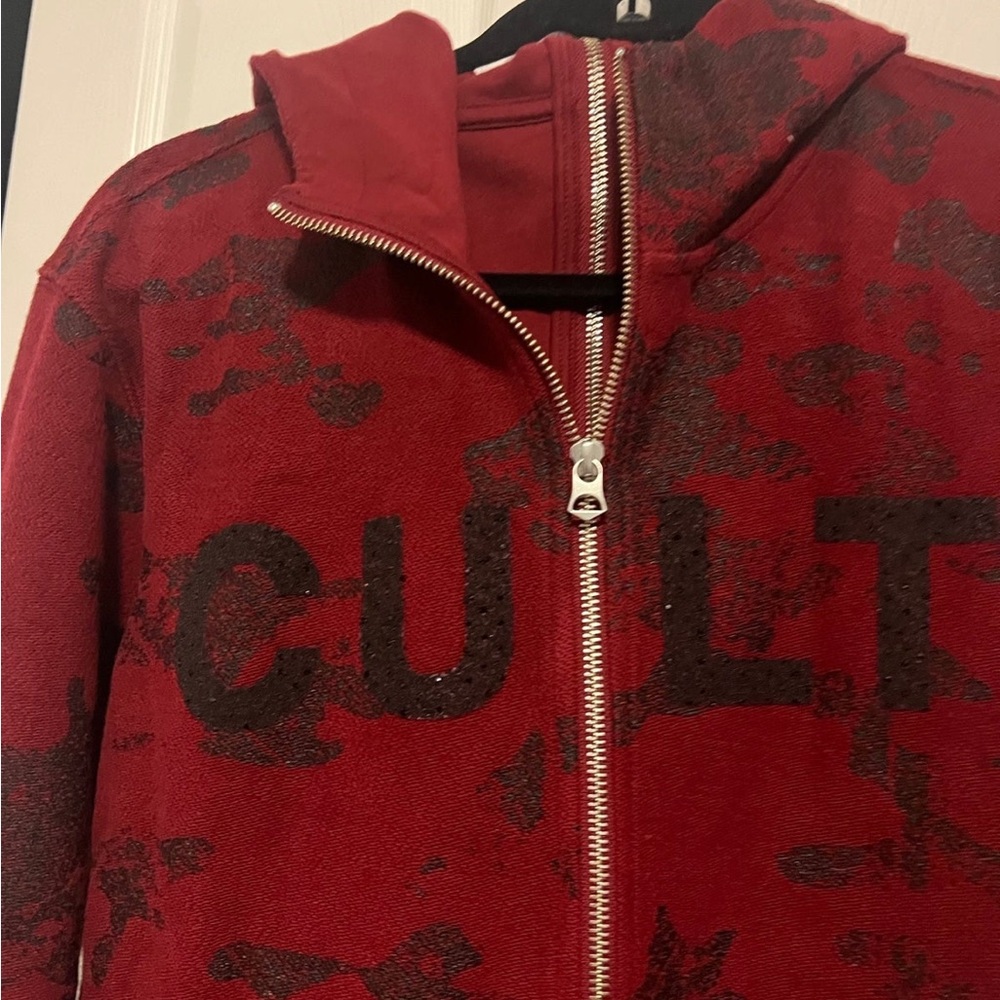 Cult of Individuality Red and Black Zip Hoodie/Mens